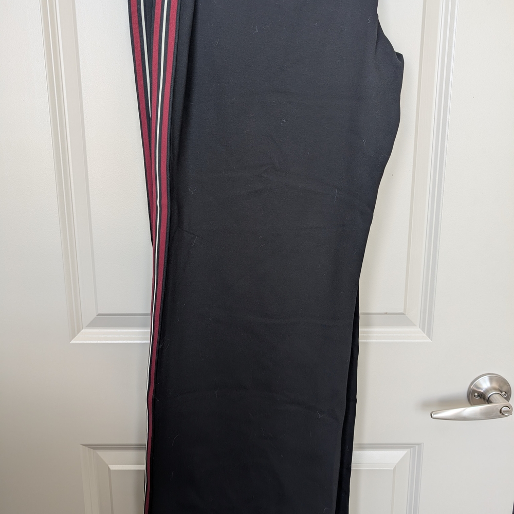 Express Black Pants with Red and Green Accents